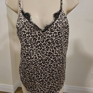 Dynamite Leopard Print Cami with Lace Detail